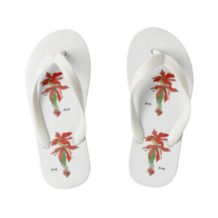 Tongs Enfants Poinsettia Fleur mignonne Enfant Floral Fille Amus