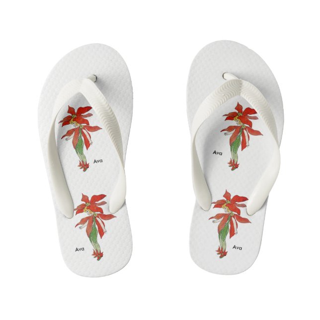 Tongs Enfants Poinsettia Fleur mignonne Enfant Floral Fille Amus (Semelle)