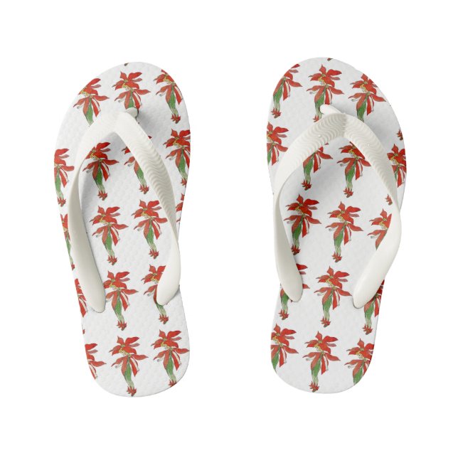 Tongs Enfants Poinsettia Fleur mignonne Enfant Floral Fille Amus (Semelle)