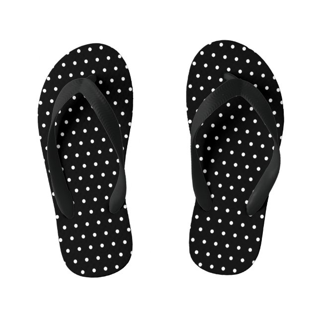 Tongs Enfants Pointe Polka classique noir et blanc (Semelle)