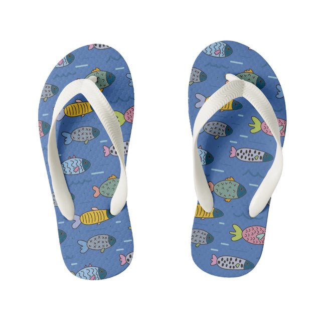 Tongs Enfants Poisson de couleur mignonne Motif été bleu (Semelle)