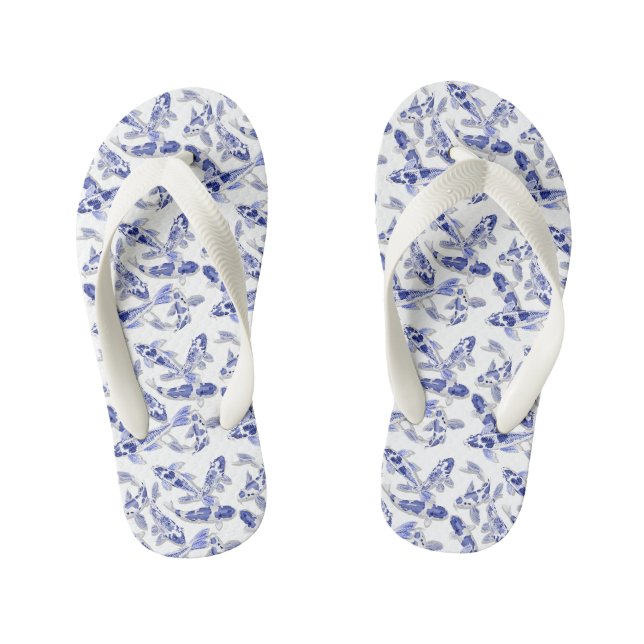 Tongs Enfants Poisson koi bleu et blanc (Semelle)