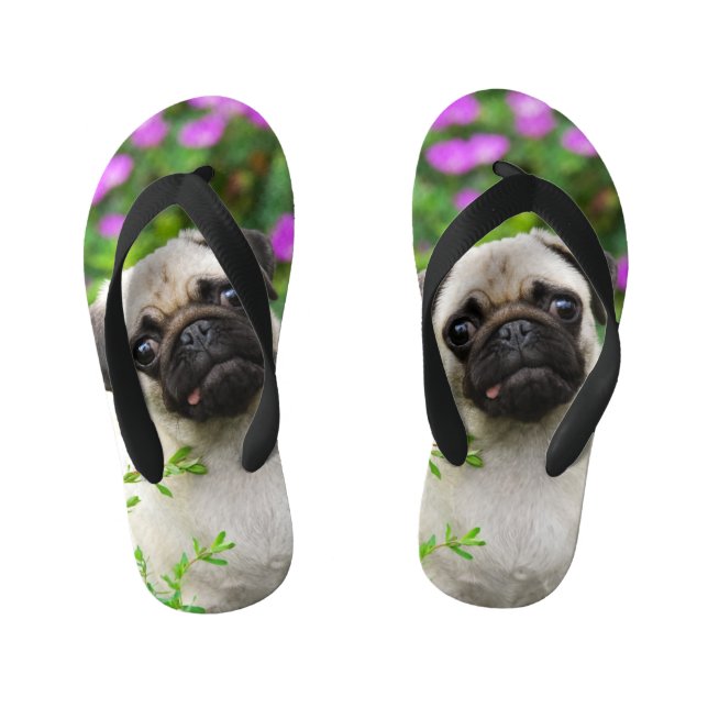 Tongs Enfants Portrait fauve mignon de chiot de carlin - enfants (Semelle)