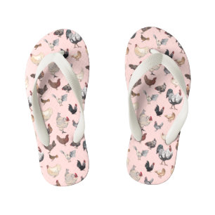 Tongs Enfants Poulet heureux en rose