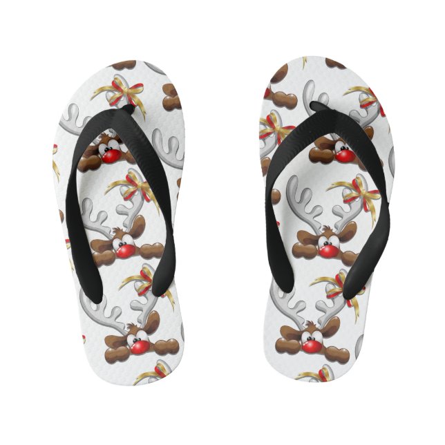Tongs Enfants Reindeer Puzzled drôle Caractère de Noël (Semelle)