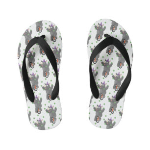 Tongs Enfants Rhinocéros drôle et mignon jonglant sur un monocyc