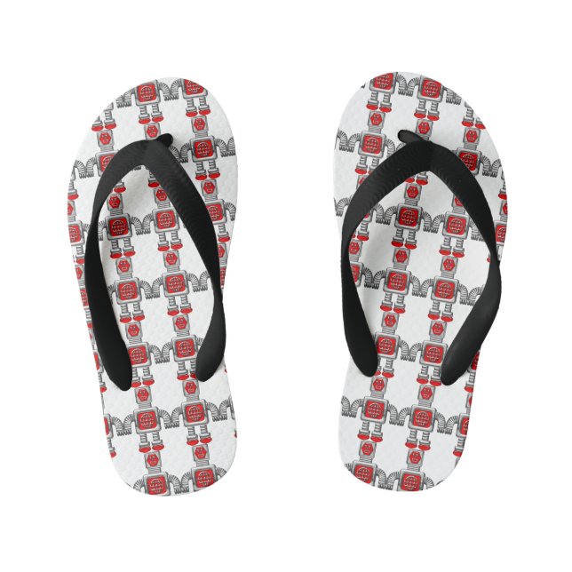 Tongs Enfants Robots rouges | Mignonne pour les enfants (Semelle)