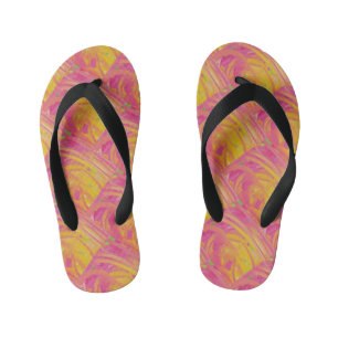 Tongs Enfants rose saumon avec soleil orange design