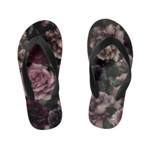 Tongs Enfants Roses En Bourgogne Et Rose Vintage Botanique