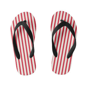 Tongs Enfants Rouge et blanc rayé moderne de Noël rayé