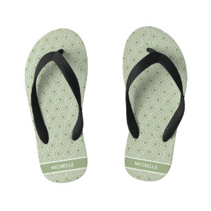 Tongs Enfants Sage Green Hexagon Honeycomb Nom du Motif
