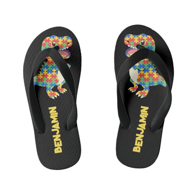 Tongs Enfants Sensibilisation sur l'autisme Dinosaures (Semelle)