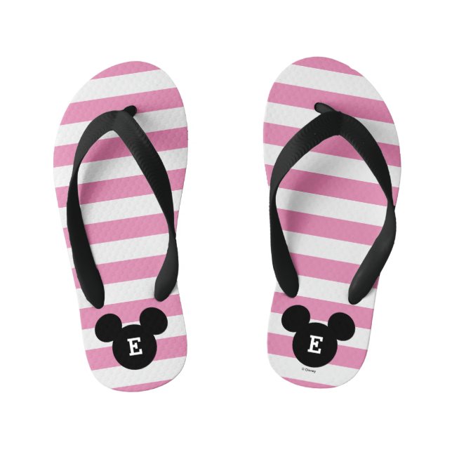 Tongs Enfants Silhouette à tête Mickey rayée personnalisée (Semelle)