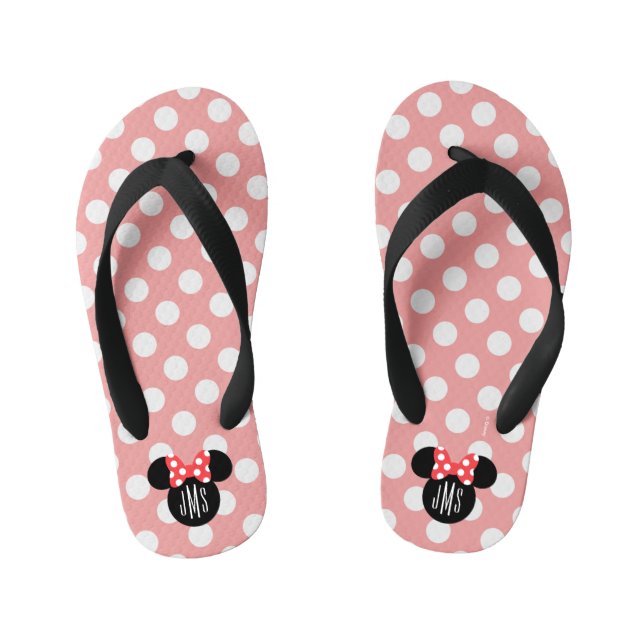 Tongs Enfants Silhouette de tête de point Minnie Polka personnal (Semelle)