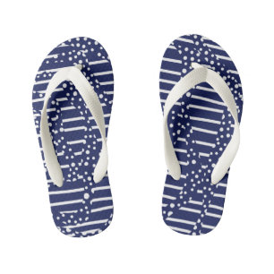 Tongs Enfants Spots et bandes 2 - Bleu et Blanc
