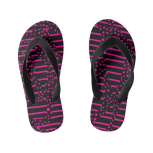 Tongs Enfants Spots et bandes 2 - Magenta et noir