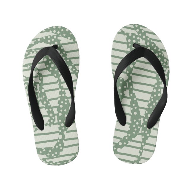 Tongs Enfants Spots et bandes 2 - Vert (Semelle)