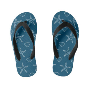 Tongs Enfants Starfish Seashell Croquis Motif Sur Ocean Blue
