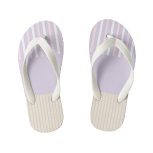 Tongs Enfants Stripes Pop Couleur - Rose Pastel, Jaune & Violet