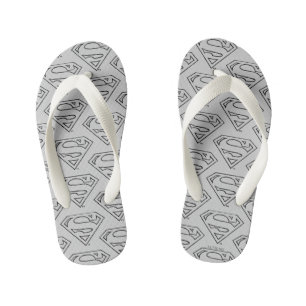 Tongs Enfants Superman S-Shield Logo Simple Black Outline