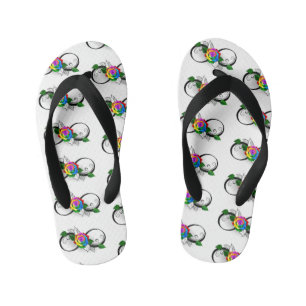 Tongs Enfants Symbole d'infini avec Rose arc-en-ciel