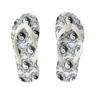 Tongs Enfants Symbole Yin & Yang Tatouage Noir et Blanc