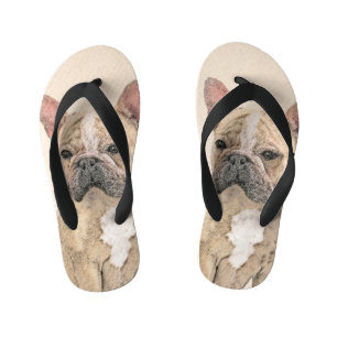 Tongs Enfants Tableau Français Bulldog (Sable) - Joli Original D