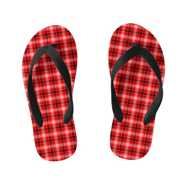Tongs Enfants Tartan noir rouge À damiers Motif plaid-24899 (Semelle)