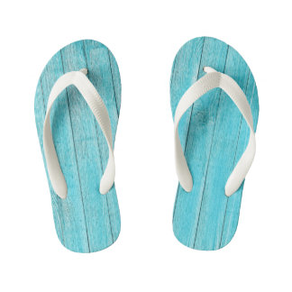 Tongs Enfants Texture en bois turquoise