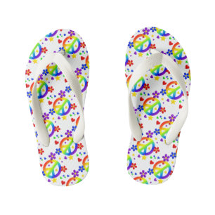 Tongs Enfants Tongs, Enfants/Arcs-en-ciel Signes de Paix et Fleu