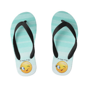Tongs Enfants Visage d'Emoji clin d'œil adorable - Soyez heureux