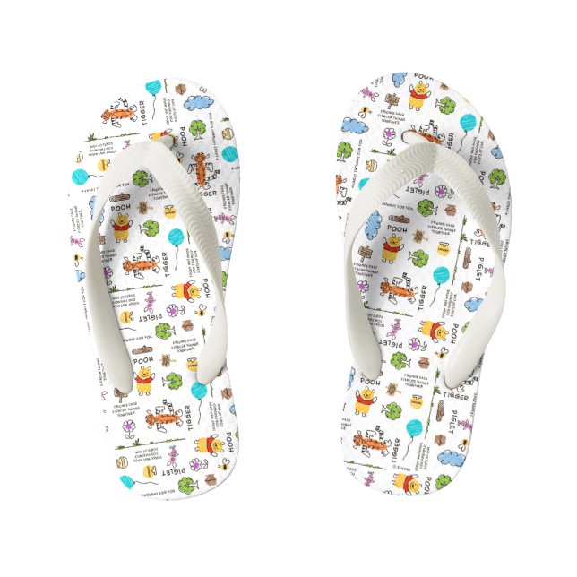 Tongs Enfants Winnie l'Ourson| Motif de croquis de Doodle Friend (Semelle)