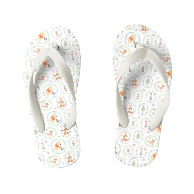 Tongs Enfants Winnie l'Ourson| Motif des animaux de bois mignons (Semelle)