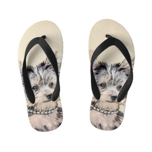 Tongs Enfants Yorkshire Terrier Puppy Peinture Chien original