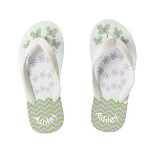 Tongs Enfants Zigzags de sourire de jardin de papillon faits sur