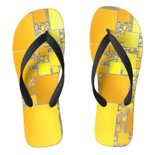 Tongs Épelles carrées jaunes et orange
