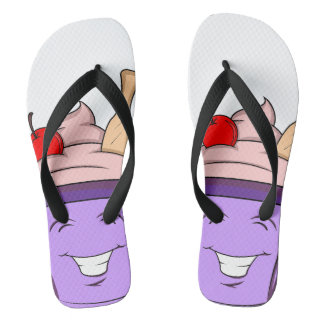 Tongs estivales avec motif glace kawaii et visage flip flops