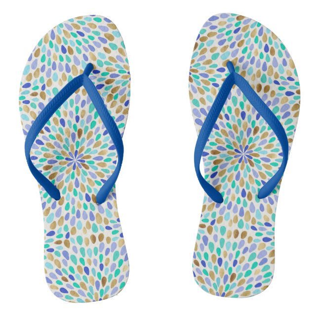 Tongs Été Fleur d'or bleu éclate (Semelle)