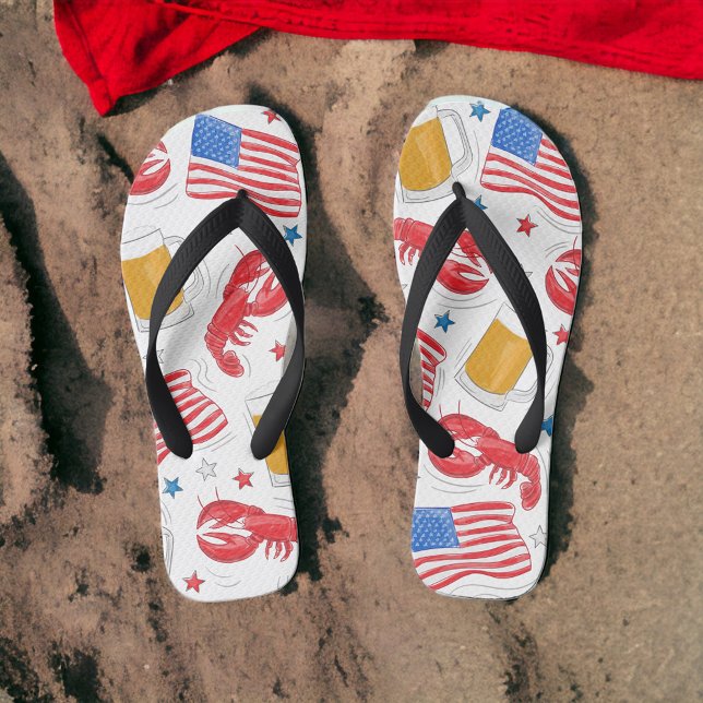 Tongs Étoile du drapeau de la bière de homard (Créateur téléchargé)