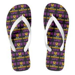 Tongs Exécuter Embrasser la vie violet jaune