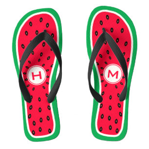 Tongs Fantastique tranche de pastèque avec monogramme p