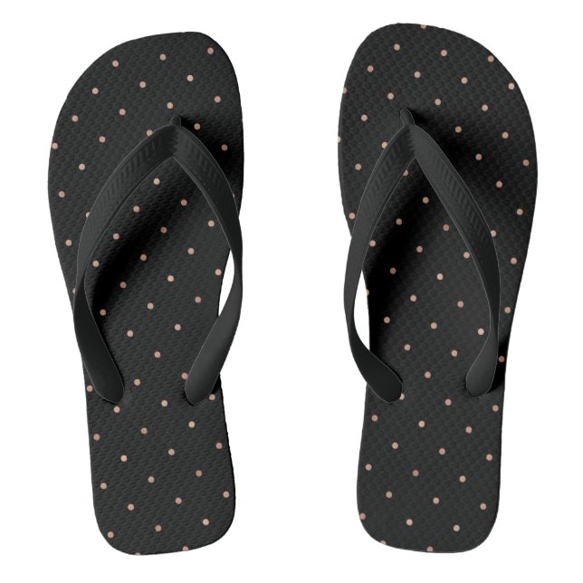 Tongs Faux Rose Pois d'or sur Noir (Semelle)
