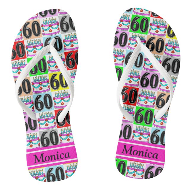 TONGS FESTIVE 60E ANNIVERSAIRE FLOPS DE VOL PERSONNALISÉ (Semelle)