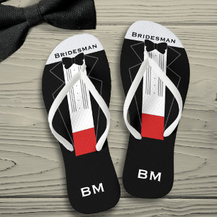 Tongs Fête de Mariage Bridesman Tuxedo Flip Flops