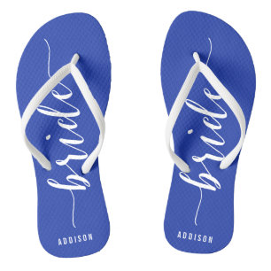 Tongs Fête de mariage royale bleue personnalisée Flip Fl