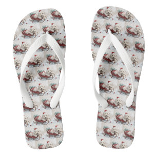 Tongs Fête de Noël de Chien de Coton De Tulear