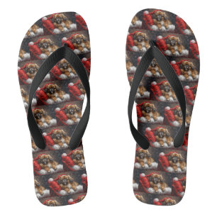 Tongs Fête de Noël de Chien Espagnol Tibétain