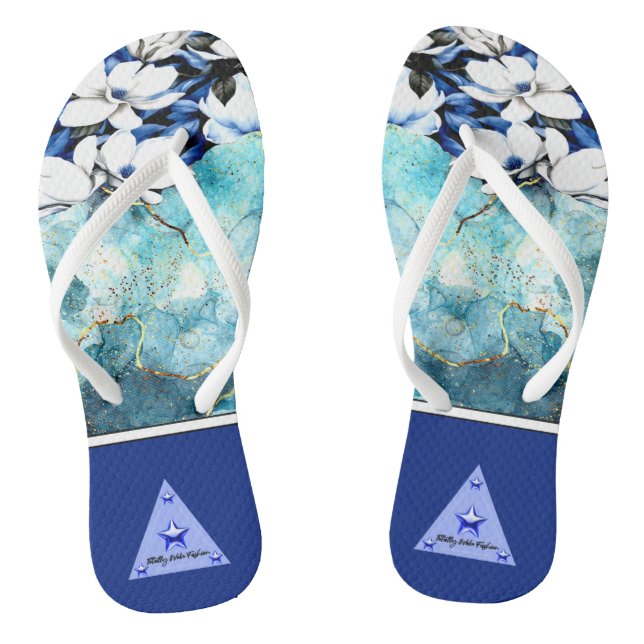Tongs Feuilles à feuilles bleues (Semelle)