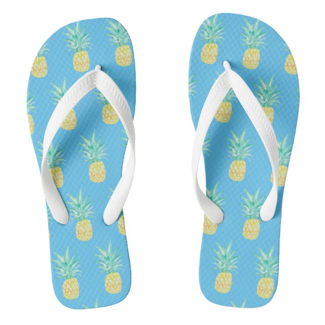 Tongs Feuilles à lèvres roses tropicales à ananas (Semelle)