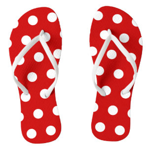 Tongs Feuilles à points polka rouges et blancs
